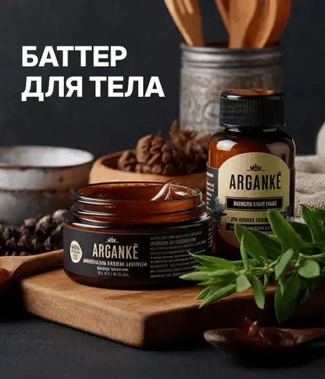 Банки баттера для тела на деревянной доске — анимированная карточка для маркетплейса